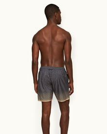 Bulldog Drawcord Biscuit/Night Iris Floret Mid-Length Drawcord Swim Shorts | Biscuit/Night Iris