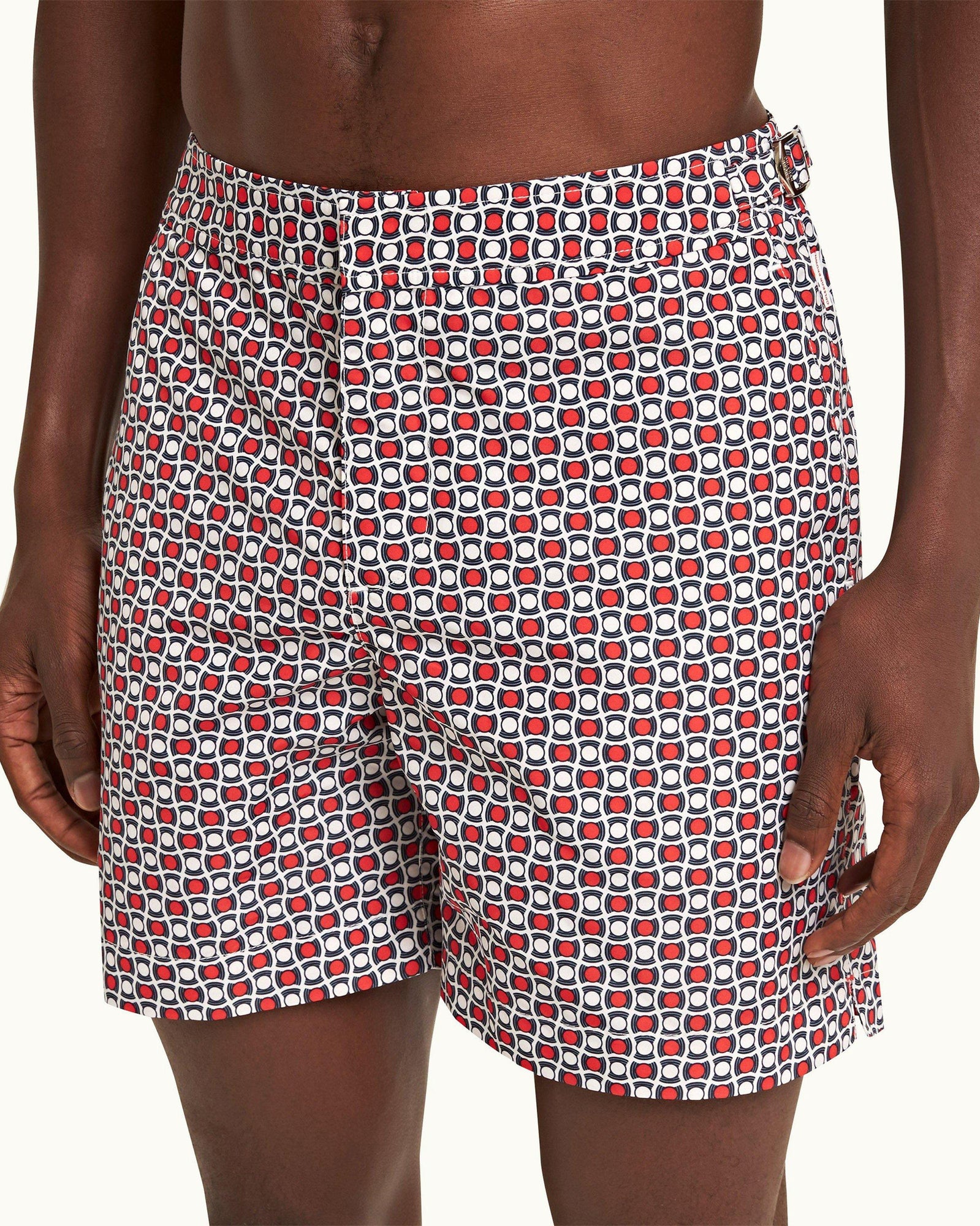 Vermillion Geo Tela Mid-Length Swim Shorts | Vermillion