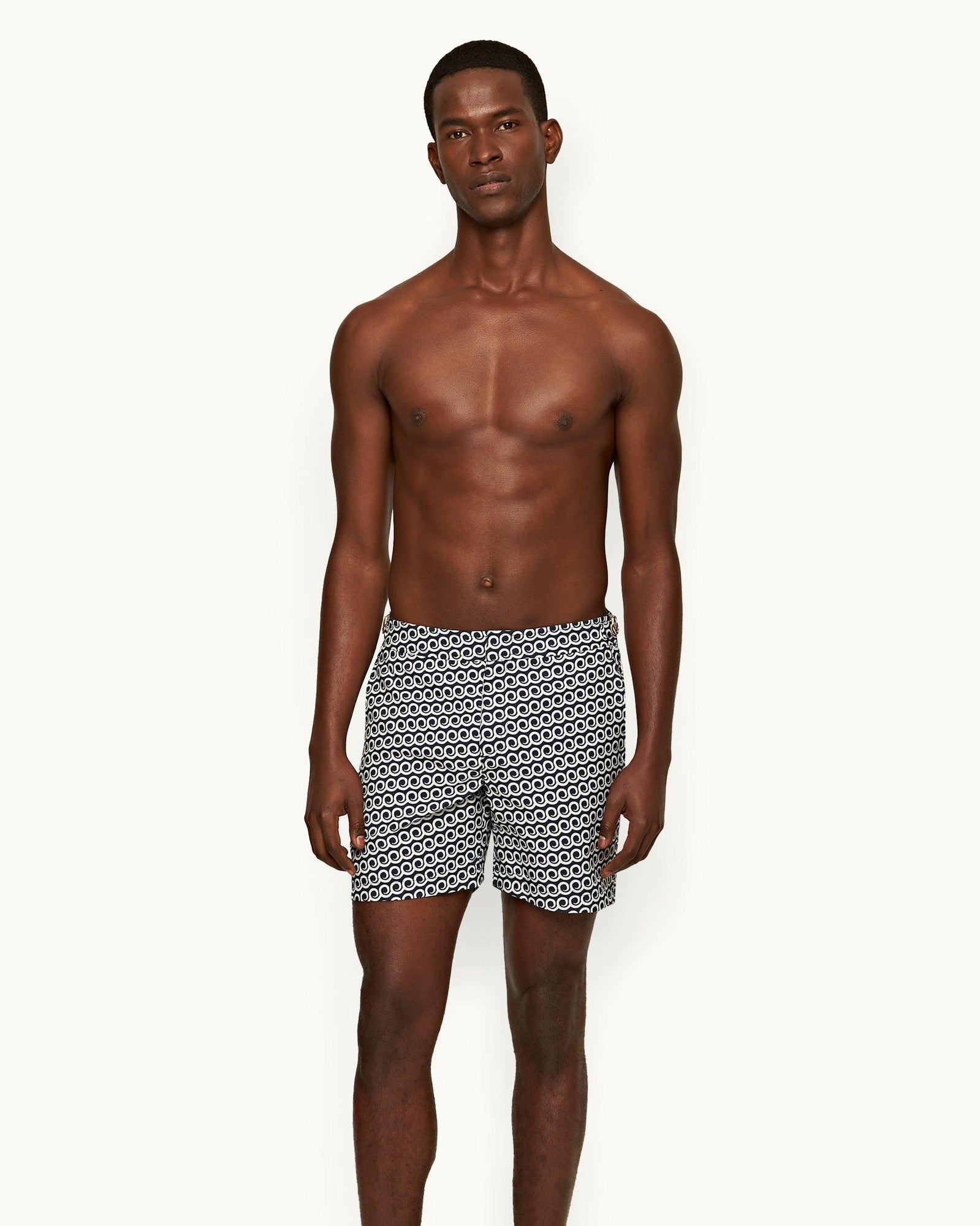Bulldog Midnight Navy Lacuna Jacquard Mid-Length Swim Shorts | Midnight Navy
