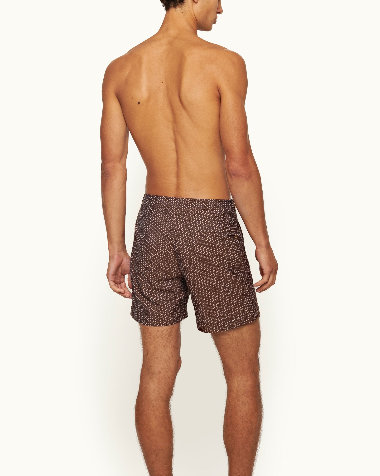 Bulldog Mid-Length Origami Jacquard Swim Shorts in Canela | Canela