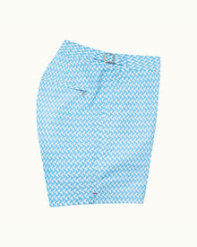 Bulldog Horizon Blue/Cloud Maro Geo Print Mid-Length Swim Shorts | Horizon Blue/Cloud