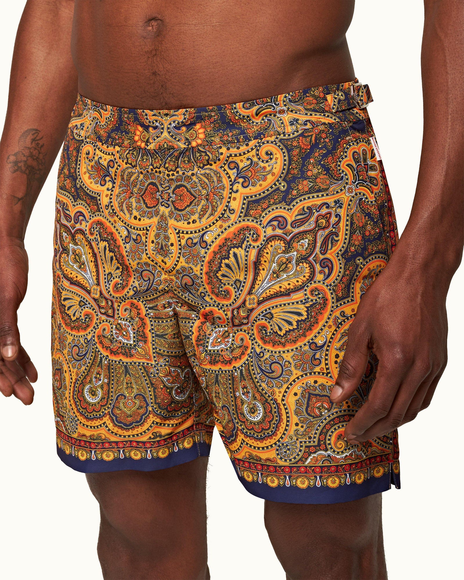 Lagoon Blue Mystique Paisley Mid-Length Swim Shorts | Lagoon Blue