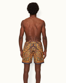 Lagoon Blue Mystique Paisley Mid-Length Swim Shorts | Lagoon Blue