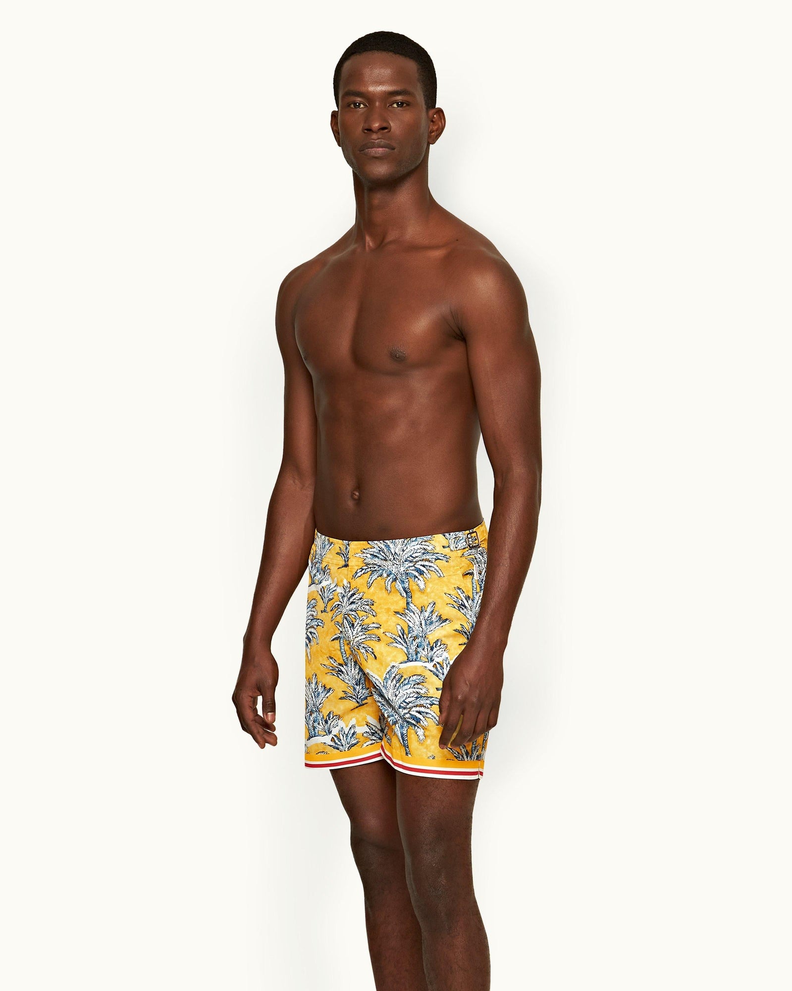 Bulldog Toucan Palm Border Mid-Length Swim Shorts | Toucan