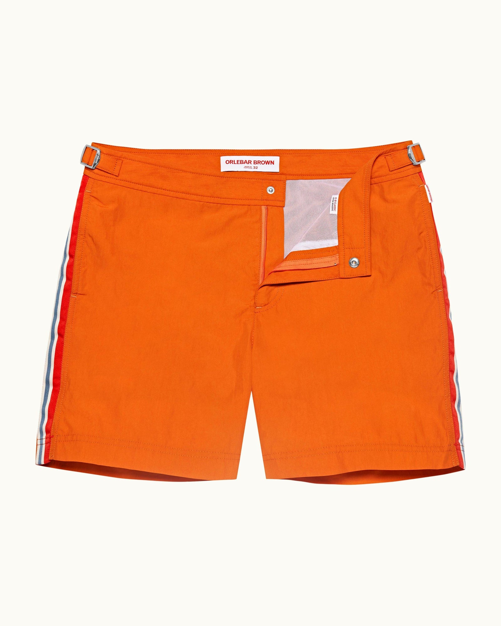 Bulldog Tiger Lily Palm Stripe Tape Mid-Length Swim Shorts | Tiger Lily