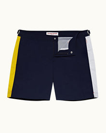 Bulldog Navy Contrast Panel Mid-Length Swim Shorts | Navy