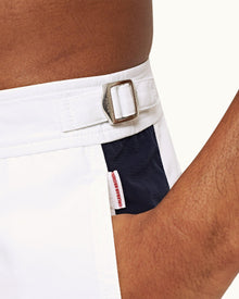 Bulldog White Panel Mid-Length Swim Shorts | White