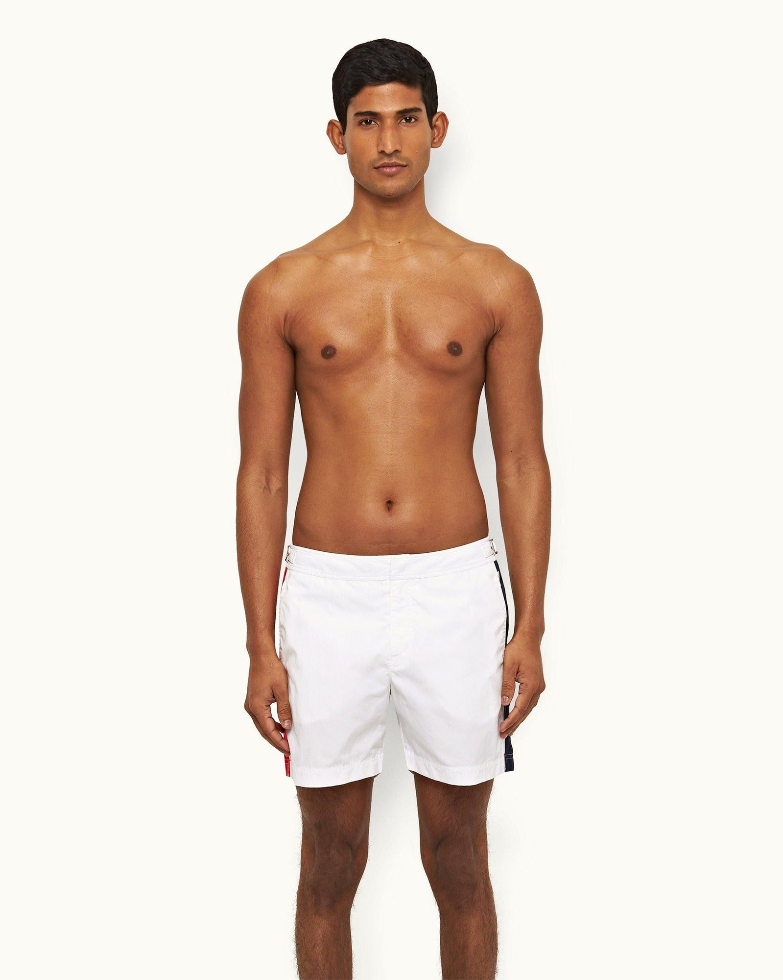 Bulldog White Panel Mid-Length Swim Shorts | White
