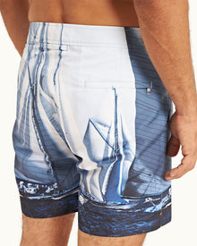 Bulldog Ocean Outlook Dark Sapphire Mid-Length Swim Shorts | Ocean Outlook Dark Sapphire