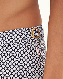 White Sand/Night Iris Jacquard Gila Mid-Length Swim Shorts | White Sand/Night Iris