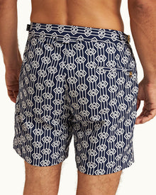 Midnight Navy Jacquard Waypoint Mid-Length Swim Shorts | Midnight Navy