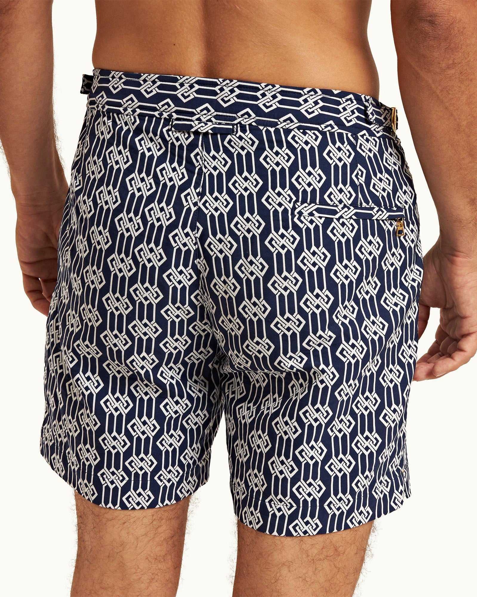Midnight Navy Jacquard Waypoint Mid-Length Swim Shorts | Midnight Navy
