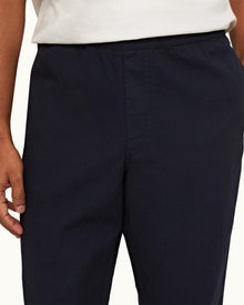 Night Iris Relaxed Fit Drawcord Cotton-Linen Trousers | Night Iris