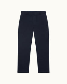 Night Iris Relaxed Fit Drawcord Cotton-Linen Trousers | Night Iris