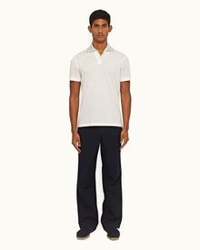 Night Iris Relaxed Fit Drawcord Cotton-Linen Trousers | Night Iris