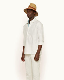 Caspian Cloud Overhead Button Placket Linen Blend Shirt | Cloud