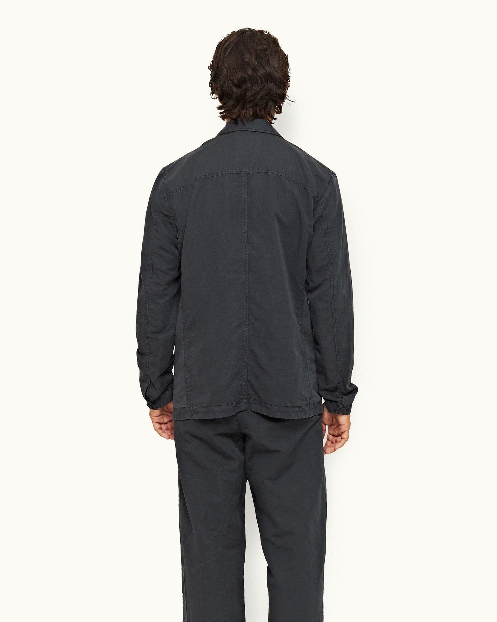 Shadow Relaxed Fit Unstructured Cotton-Linen Blazer | Shadow