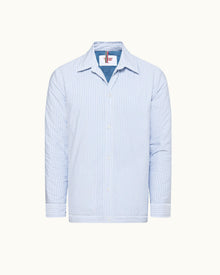 Light Island Sky/White Stripe Relaxed Fit Light Wadded Shirt Jacket | Light Island Sky/White