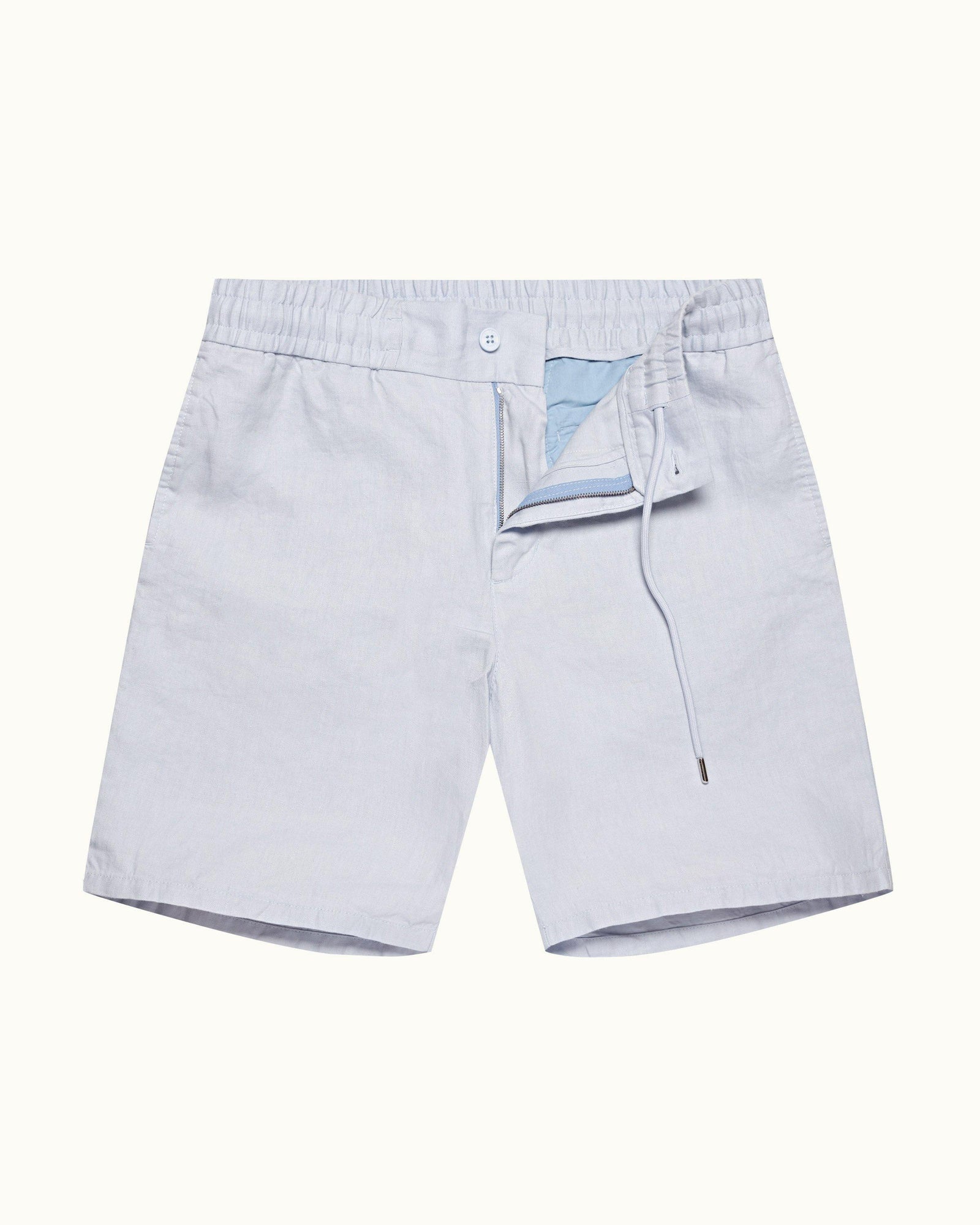 Cornell Linen Light Island Sky Tailored Fit Washed Linen Drawcord Shorts | Light Island Sky