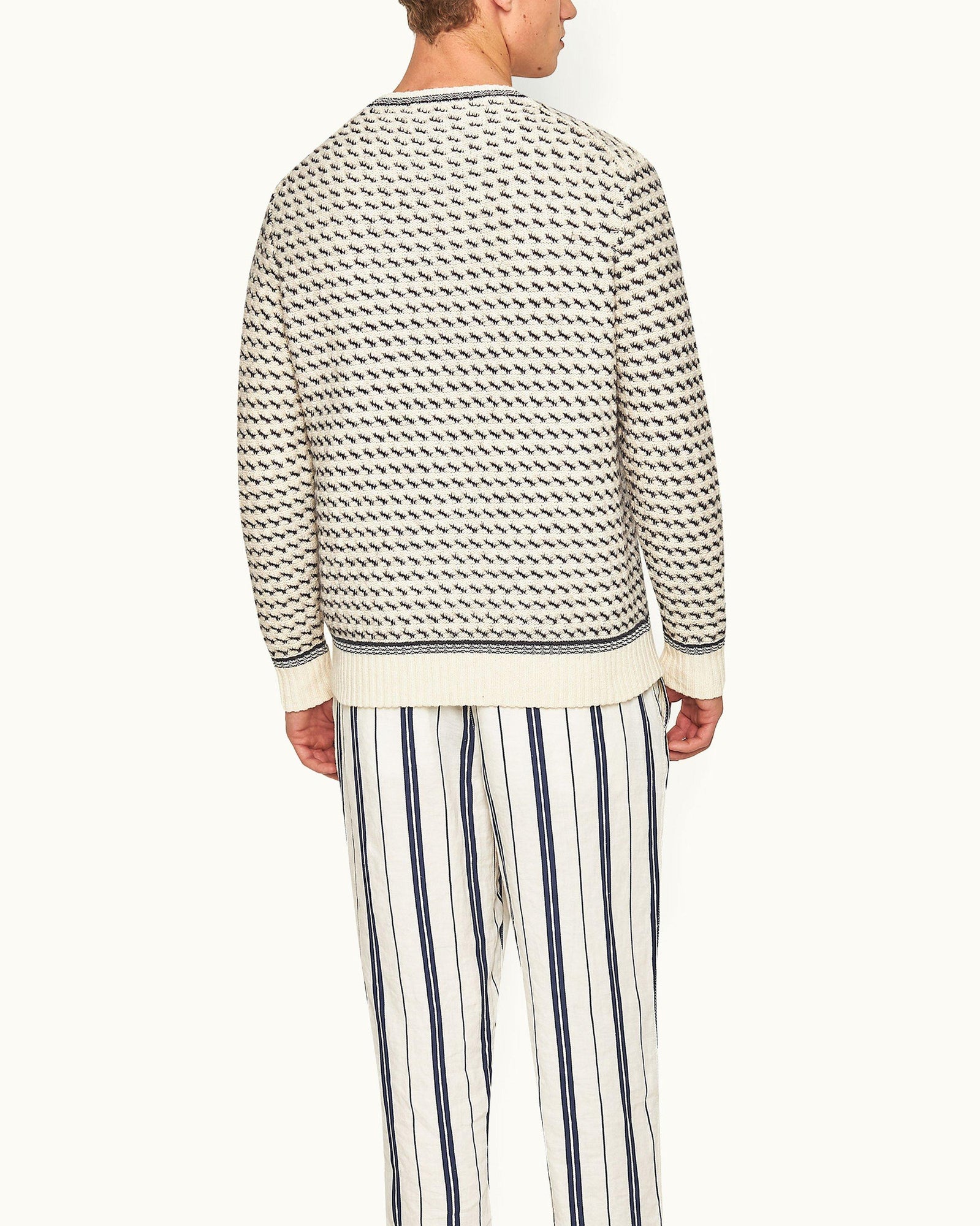 Corrin Azul Blue/Cashew Relaxed Fit Crewneck Mixed Knit Jumper | Azul Blue/Cashew