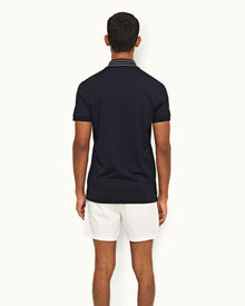 Night Iris Classic Fit Stripe Rib Collar Polo Shirt | Night Iris