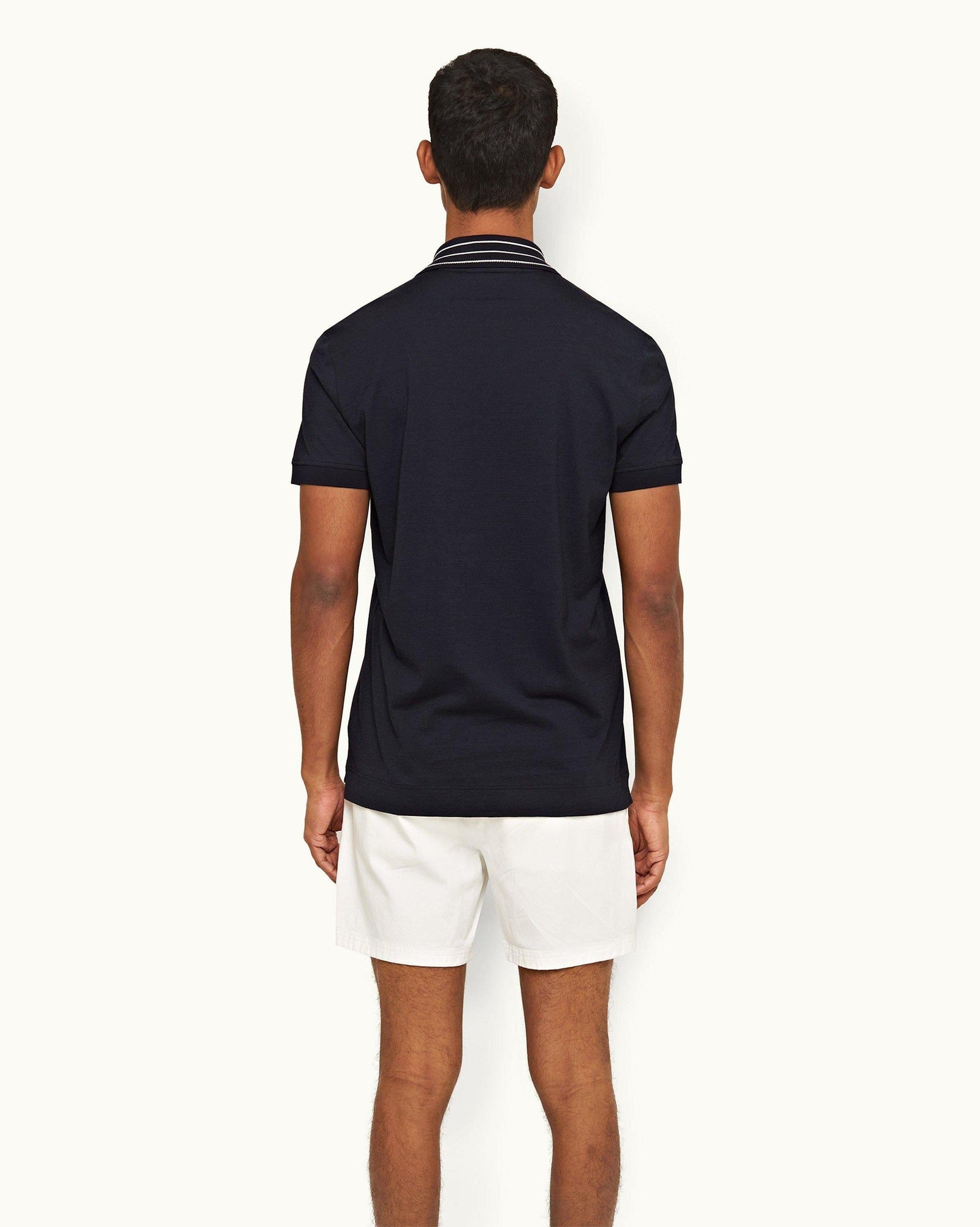 Night Iris Classic Fit Stripe Rib Collar Polo Shirt | Night Iris