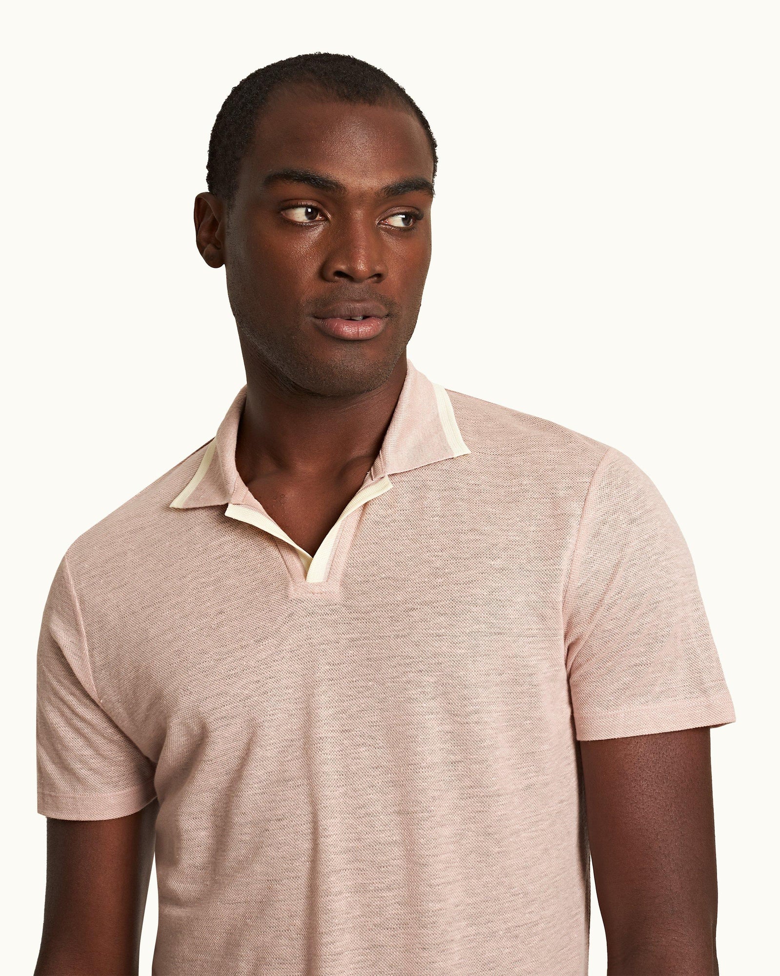 Men | Felix Linen Polo | Seashell Pink