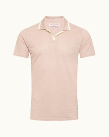 Men | Felix Linen Polo | Seashell Pink