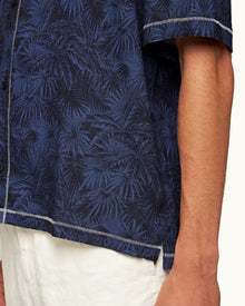 Fielder Midnight Navy Palmed Classic Collar Easy Fit Shirt | Midnight Navy