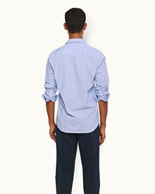 Ice Blue/White Tailored Fit Classic Collar End-on-End Cotton Shirt | Ice Blue/White