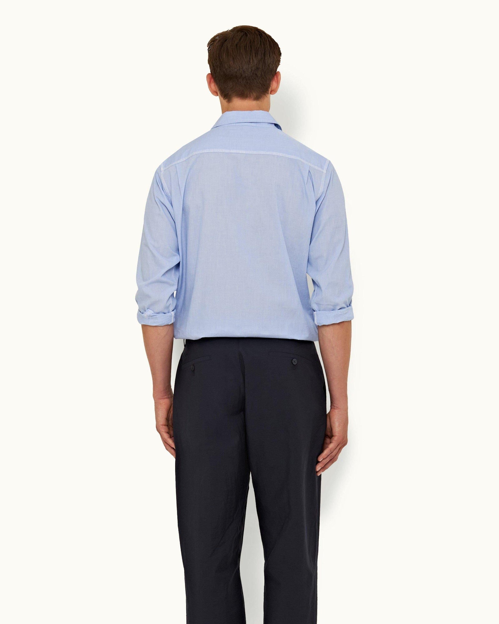 Pale Blue Tailored Fit Classic Collar Cotton Shirt | Pale Blue