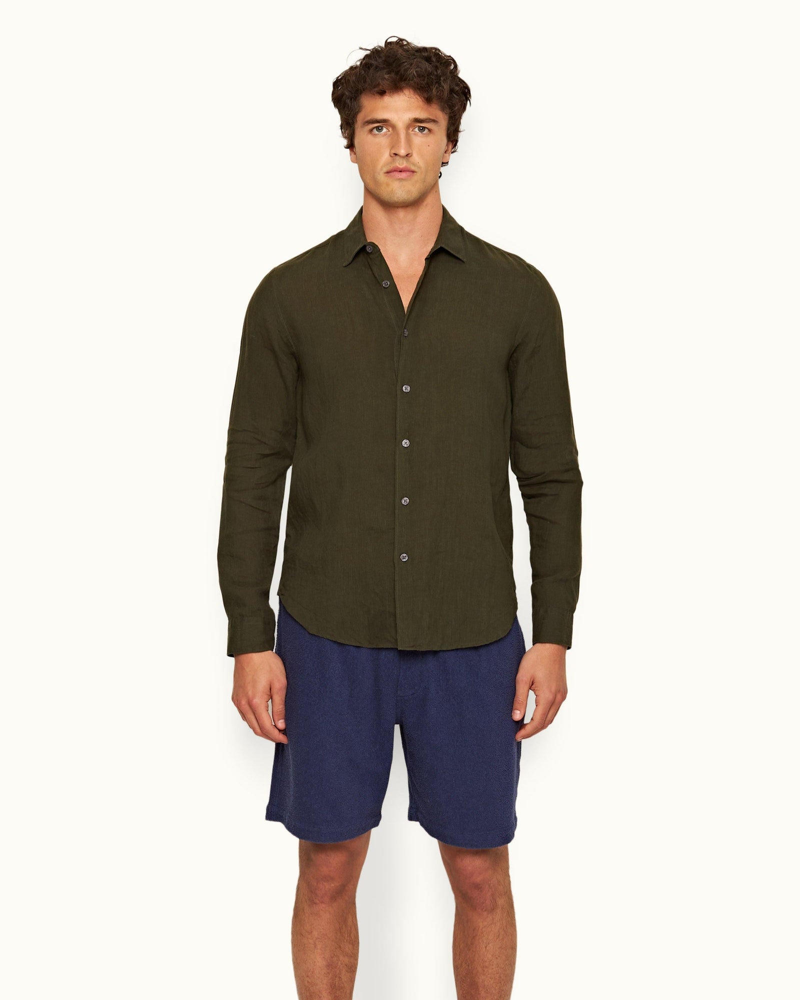 Giles Palm Tailored Fit Classic Collar Shirt | Palm