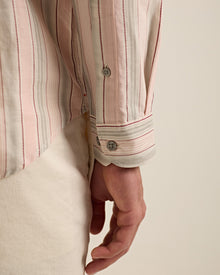 Men | Giles Stripe Shirt | Pink/Grey Stripe
