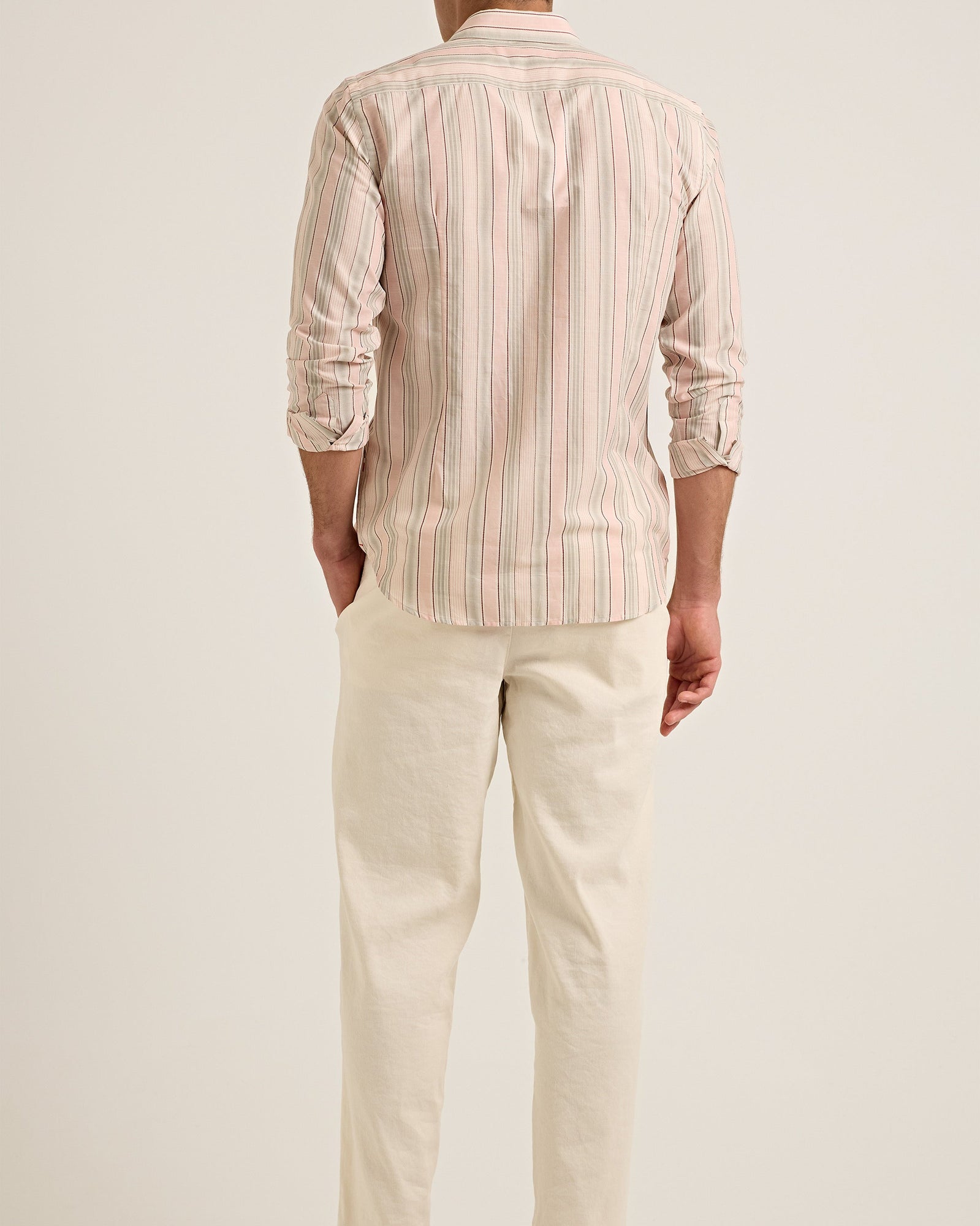 Men | Giles Stripe Shirt | Pink/Grey Stripe