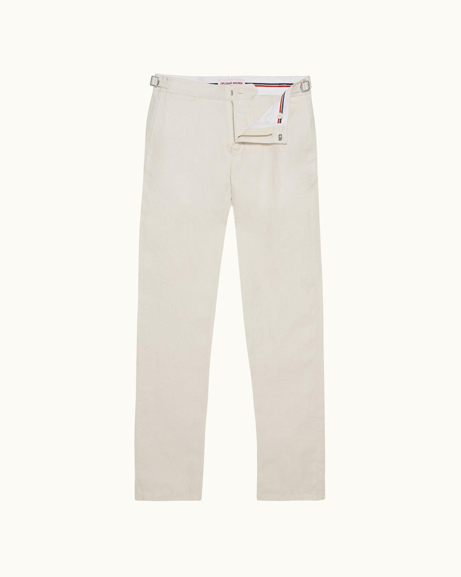 Griffon Linen White Sand Tailored Fit Linen Trousers | White Sand