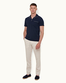 Griffon Linen White Sand Tailored Fit Linen Trousers | White Sand