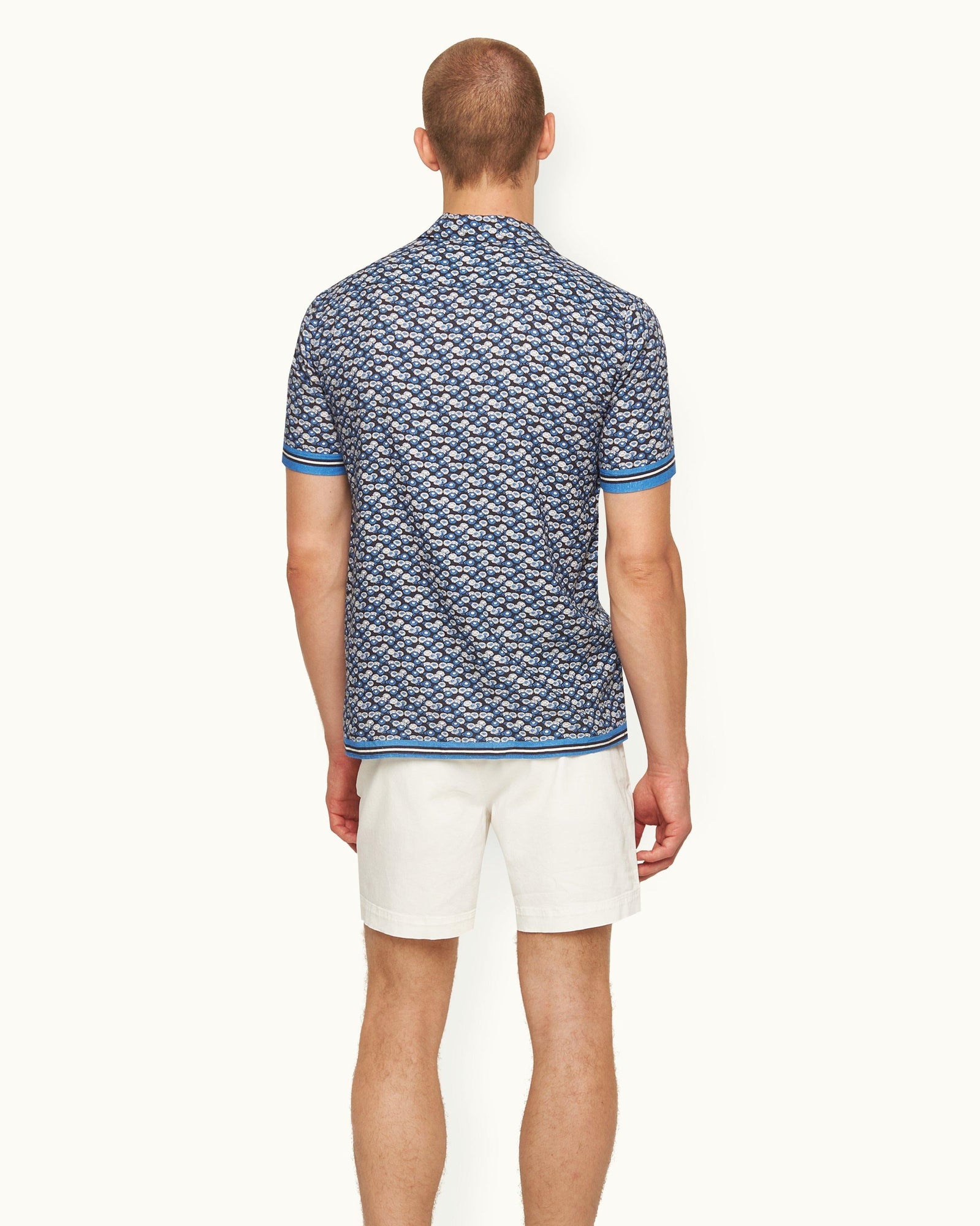 Night Iris/Powerded Sky Fantasy Floral Capri Collar Shirt | Night Iris/Powdered Sky