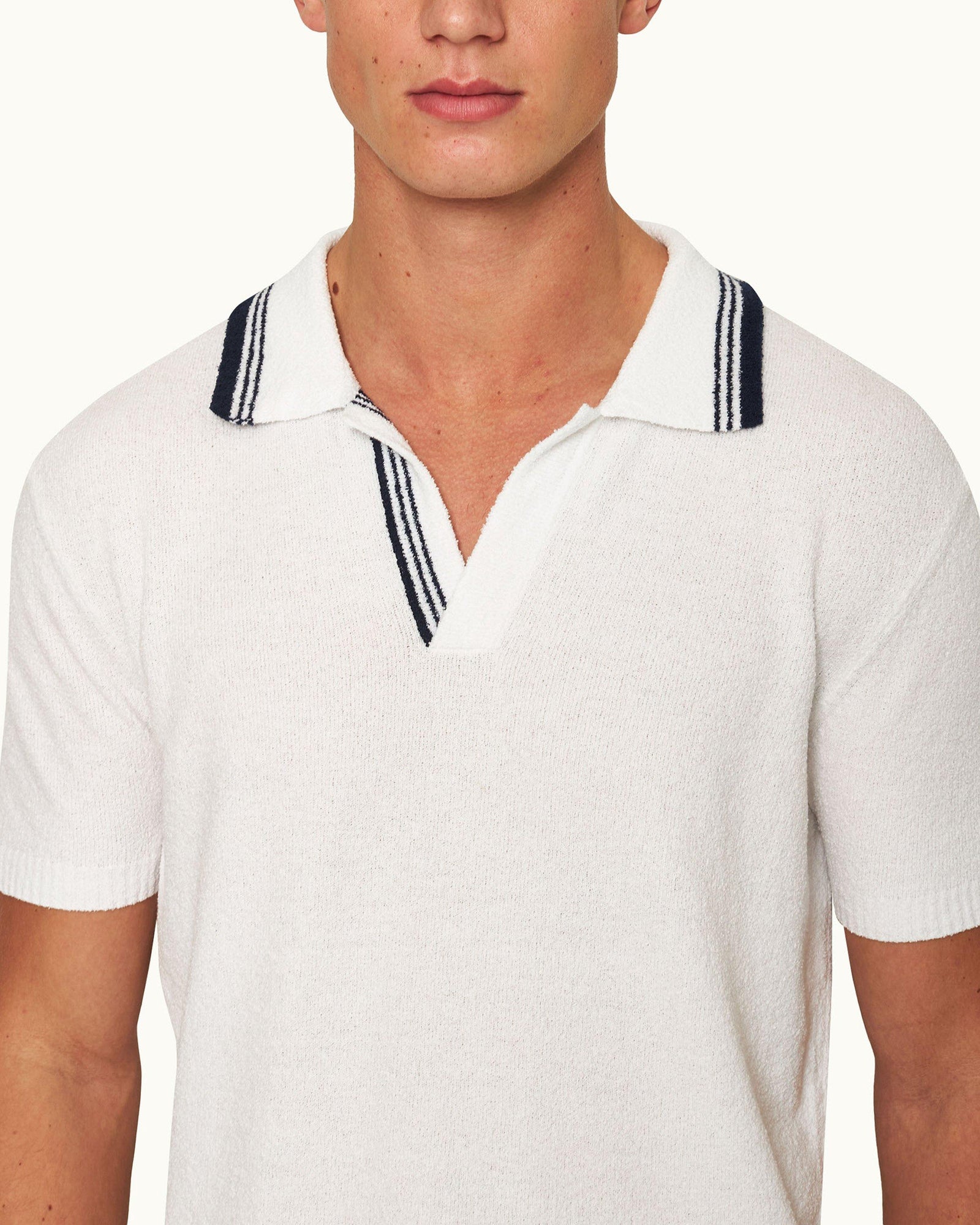 Horton White Tailored Fit Boucle Stitch Polo Shirt | White