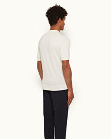Horton Stripe White Sand Tailored Fit Organic Cotton Polo Shirt | White Sand