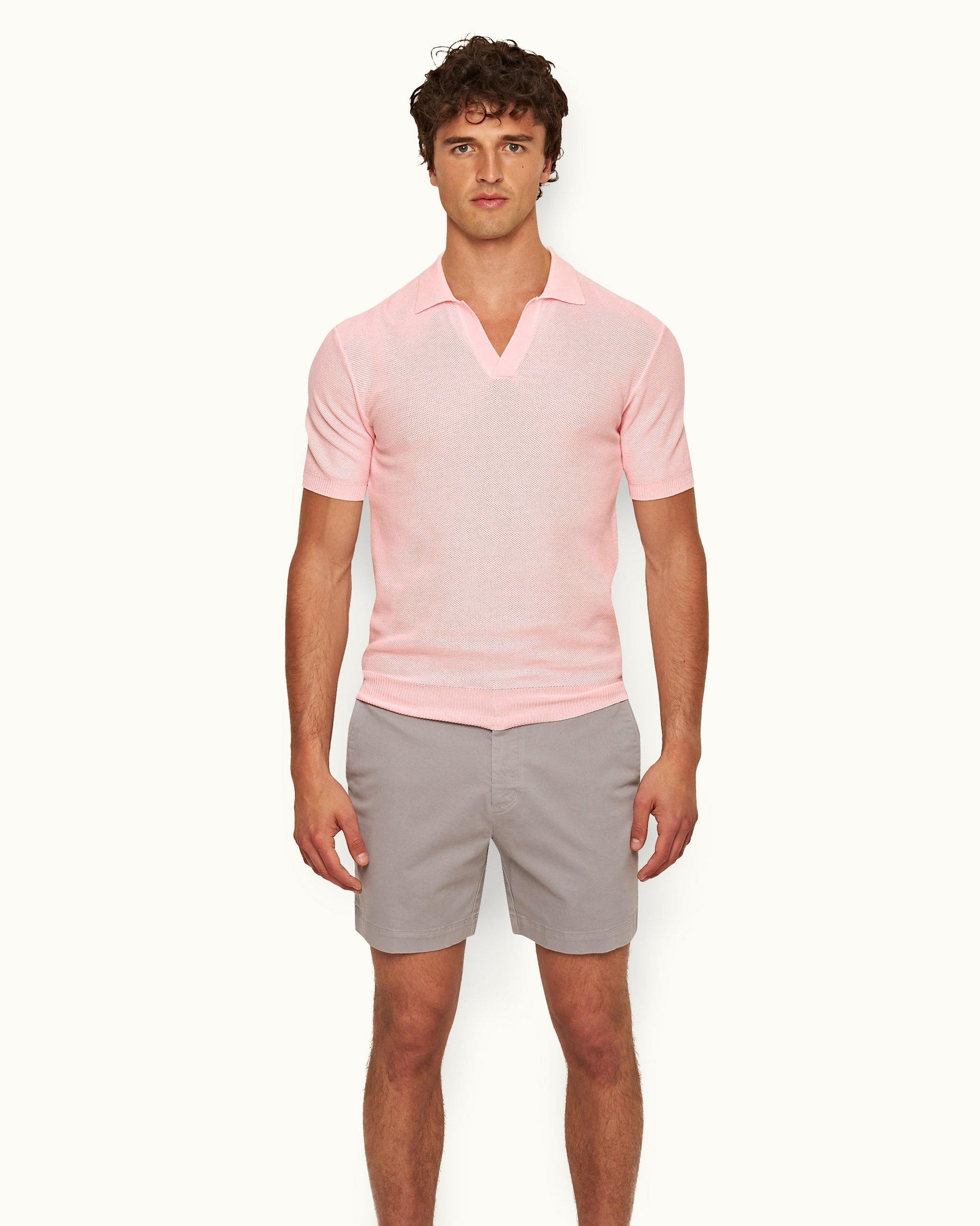 Horton Pique Rose Tailored Fit Pique Stitch Mercerised Cotton Polo Shirt | Rose