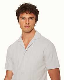 Howell Towelling Cinder Relaxed Fit Capri Collar Short-Sleeve Cotton Shirt | Cinder