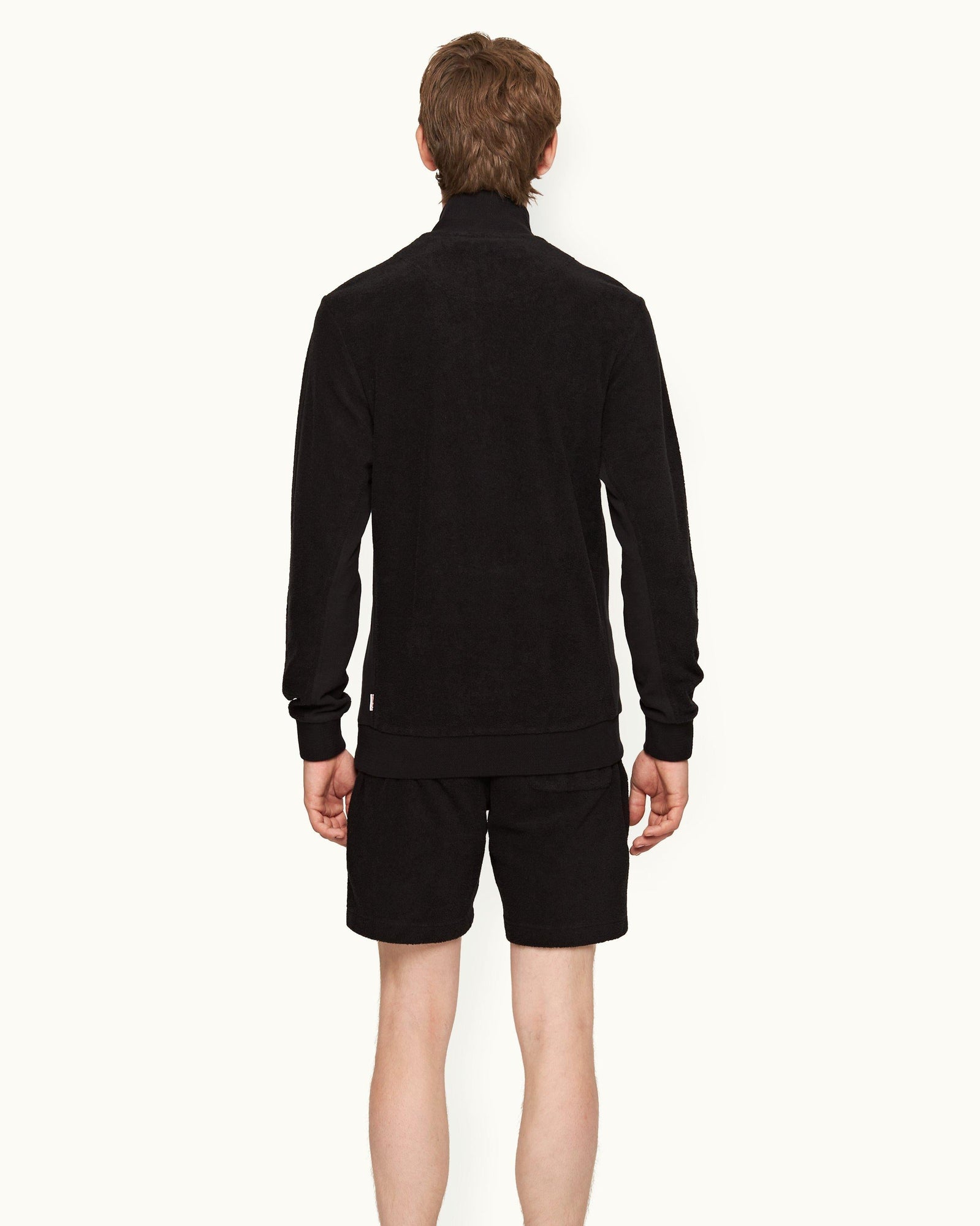 Isar Black Classic Fit Mixed Texture Sweatshirt | Black