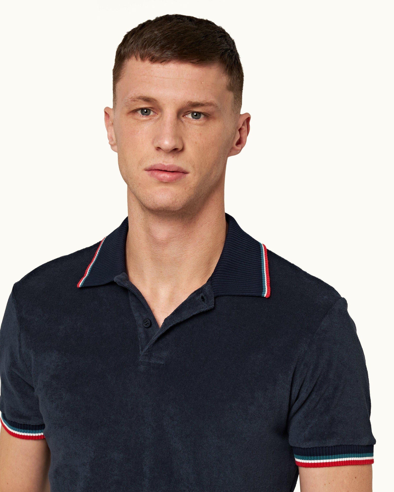 Navy Classic Fit O.B Stripe Tipping Polo Shirt | Navy