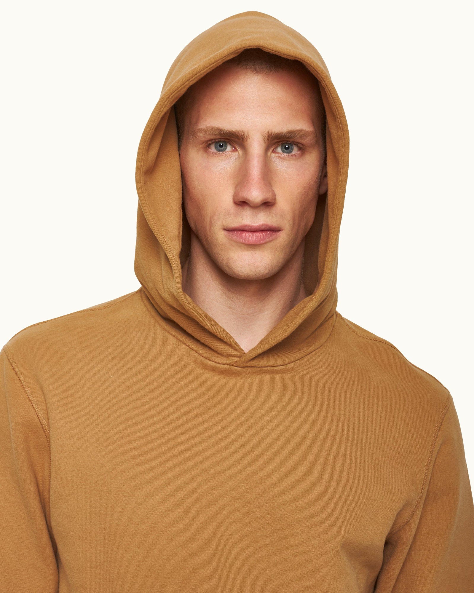 Light Golden Khaki Classic Fit Hooded Organic Cotton Sweatshirt | Light Golden Khaki