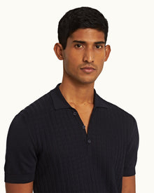 Night Iris Tailored Fit Silk Polo Shirt | Night Iris