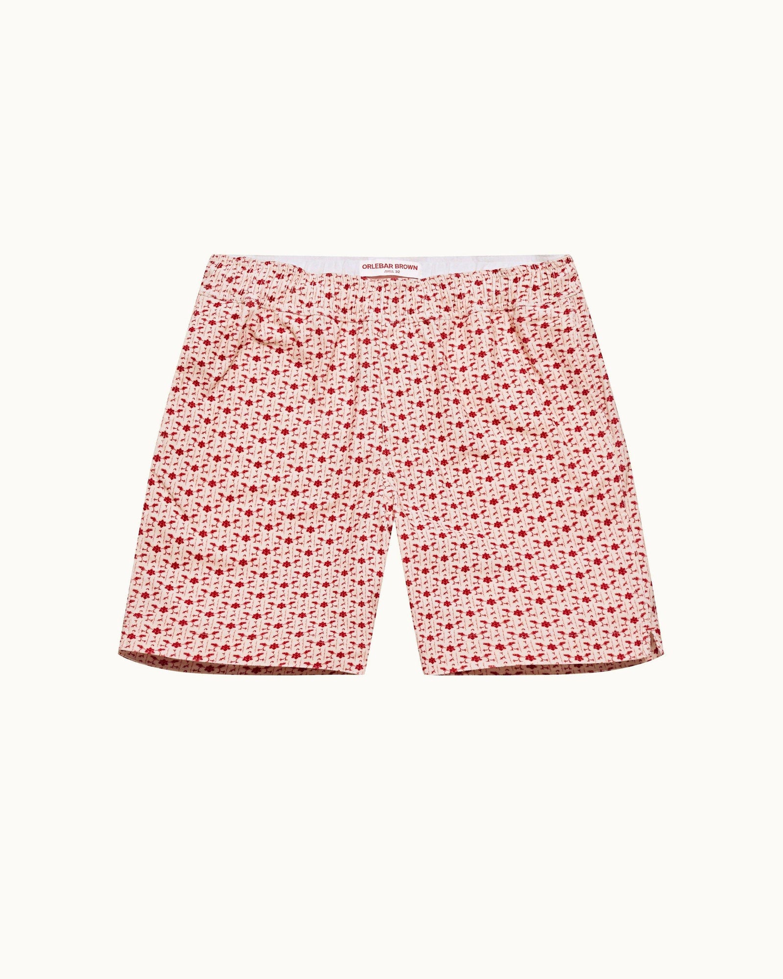 Sea Mist/Vermillion Bandana Relaxed Fit Drawcord Cotton Corduroy Shorts | Sea Mist/Vermillion