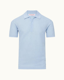 Maranon Ice Blue Tailored Fit Organic Mercerized Cotton Polo Shirt | Ice Blue