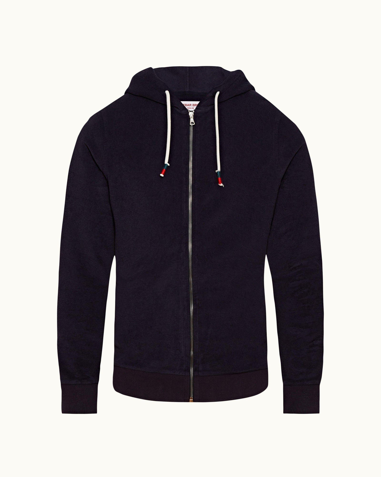 Mathers Towelling Navy Zip-Thru Brushed Towelling Sweatshirt | Navy