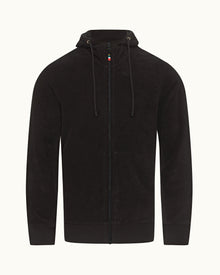 Mathers Black Classic Fit Mixed Texture Hooded Sweatshirt | Black