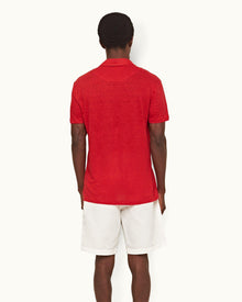 Vermillion Classic Fit Linen Polo Shirt | Vermillion